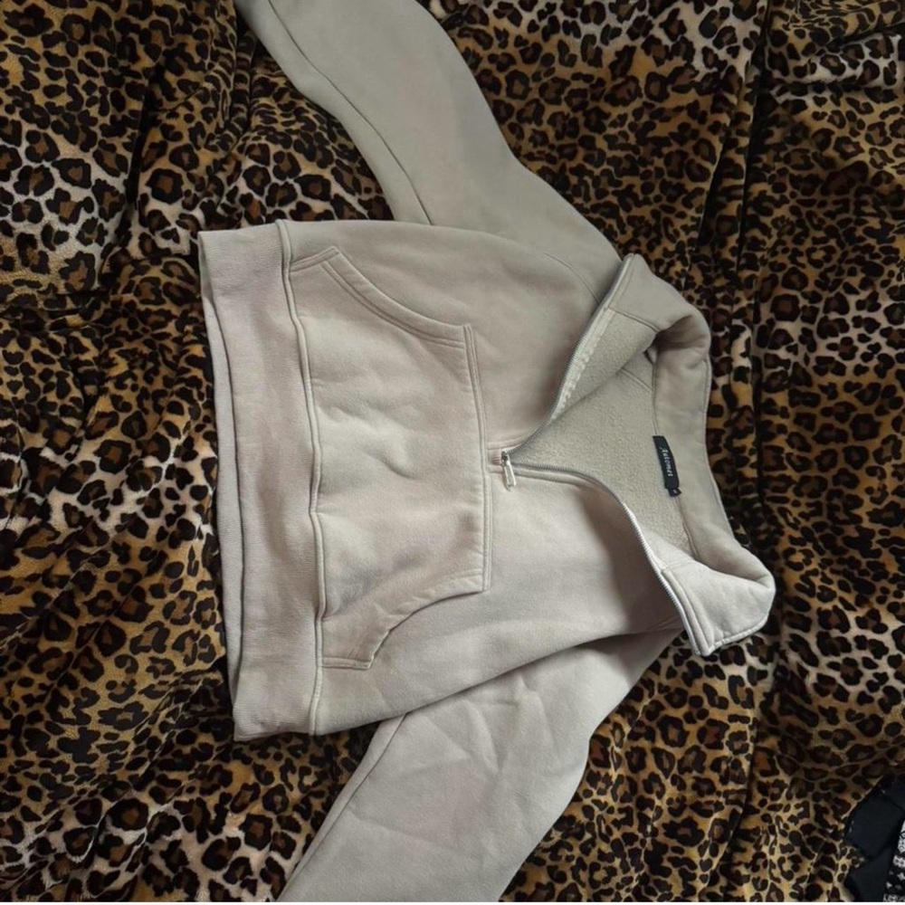 Cream Half-Zip Women's Sweatshirt